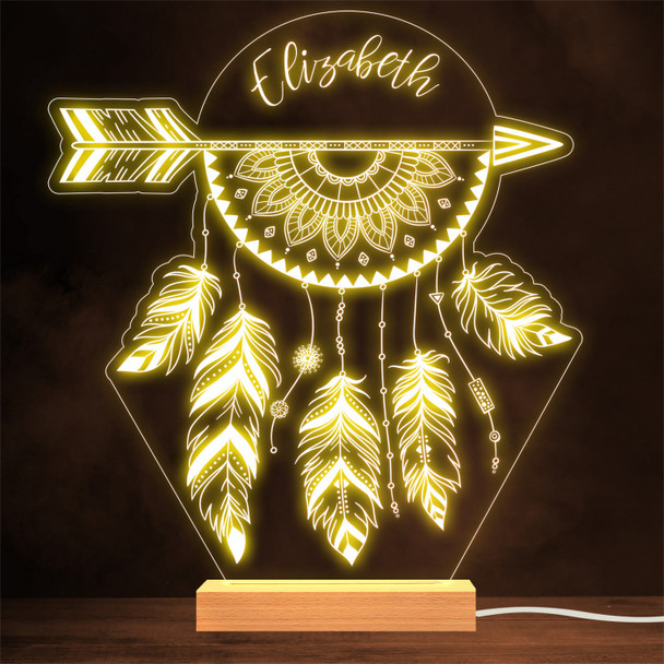 Boho Dream Catcher With Feathers Personalised Gift Lamp Night Light