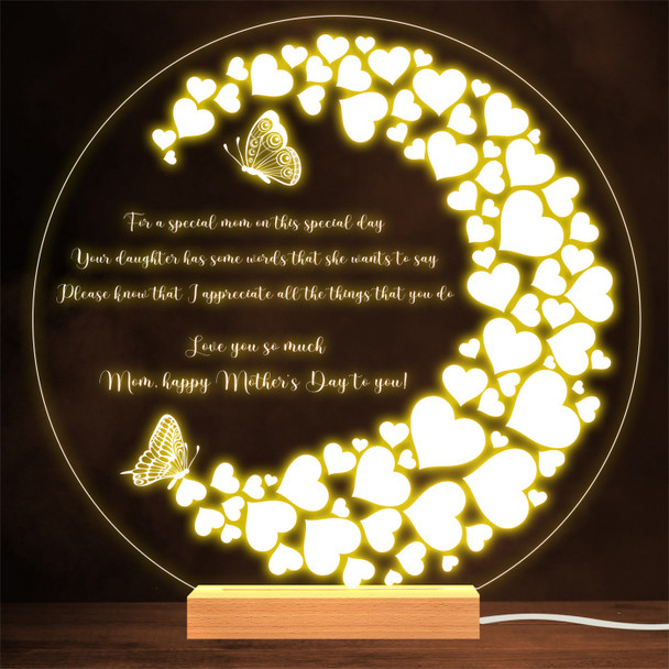 Butterflies And Hearts Poem For mother Personalised Gift Lamp Night Light