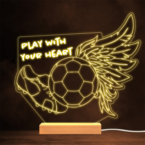 Football Boots Ball With Wings World Cup Personalised Gift Lamp Night Light