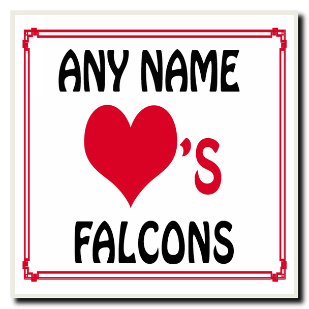 Love Heart Falcons Personalised Coaster