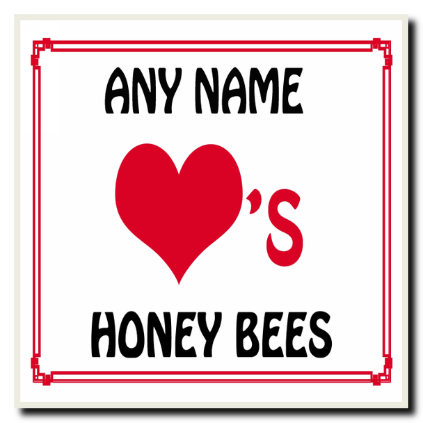 Love Heart Honey Bees Personalised Coaster