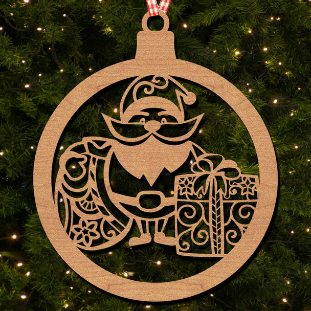 Round Santa Presents Cartoon Big Moustache Ornament Christmas Tree Bauble