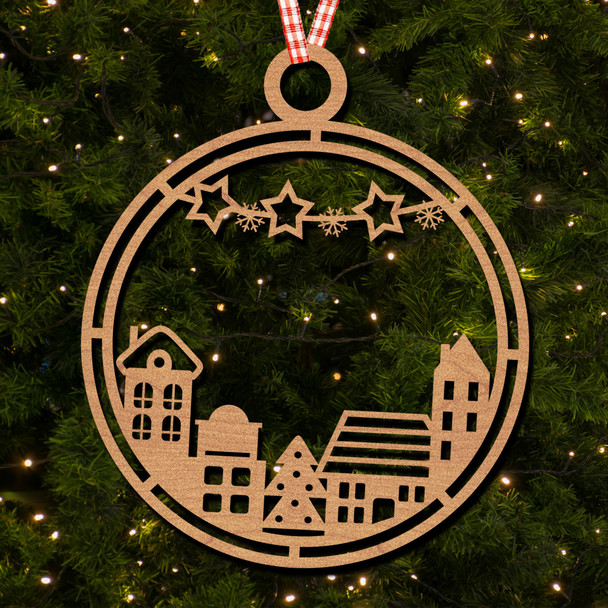 Round Buildings Christmas Stars Bunting Ornament Christmas Tree Bauble