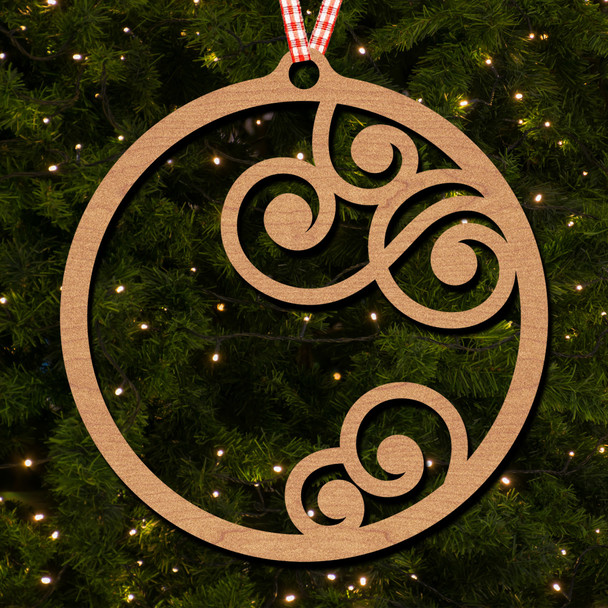Round Minimal Pattern Swirls Right Side Ornament Christmas Tree Bauble