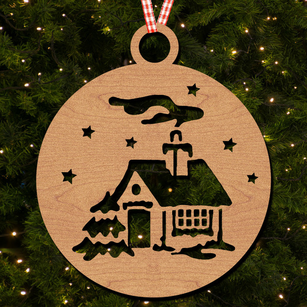 Round House Tree Chimney Stars Hanging Ornament Christmas Tree Bauble Decoration