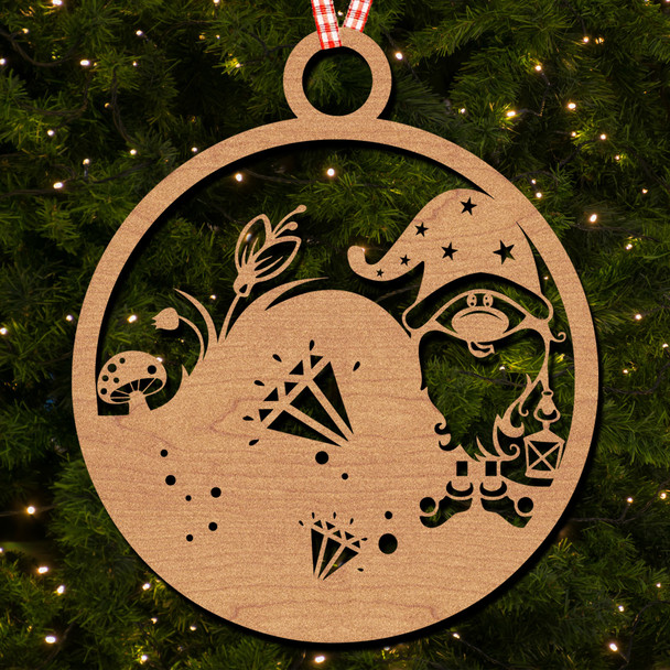Round Gnome Diamonds Mushrooms Plants Ornament Christmas Tree Bauble Decoration