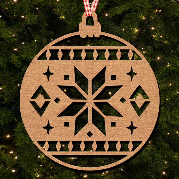 Round Shape Snowflake Sparkle Pattern Ornament Christmas Tree Bauble Decoration