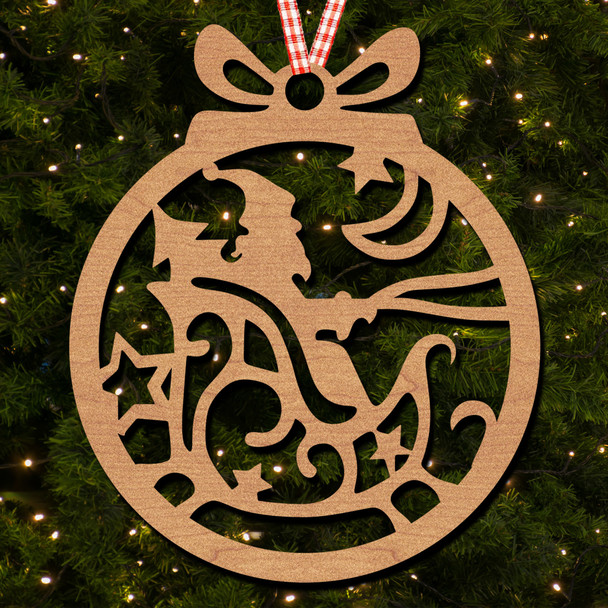 Round Santa Sleigh Stars Moon Hanging Ornament Christmas Tree Bauble Decoration