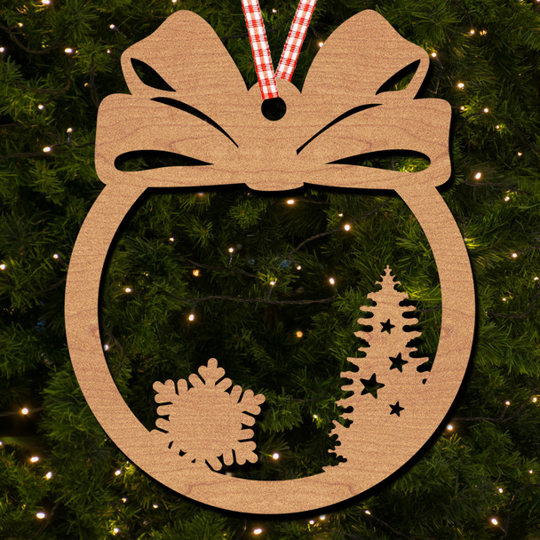 Circle Bow - Snowflake and Xmas Tree Ornament Christmas Tree Bauble Decoration