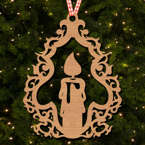 Candle Pretty Outline Shape Festive Ornament Christmas Tree Bauble Decoration