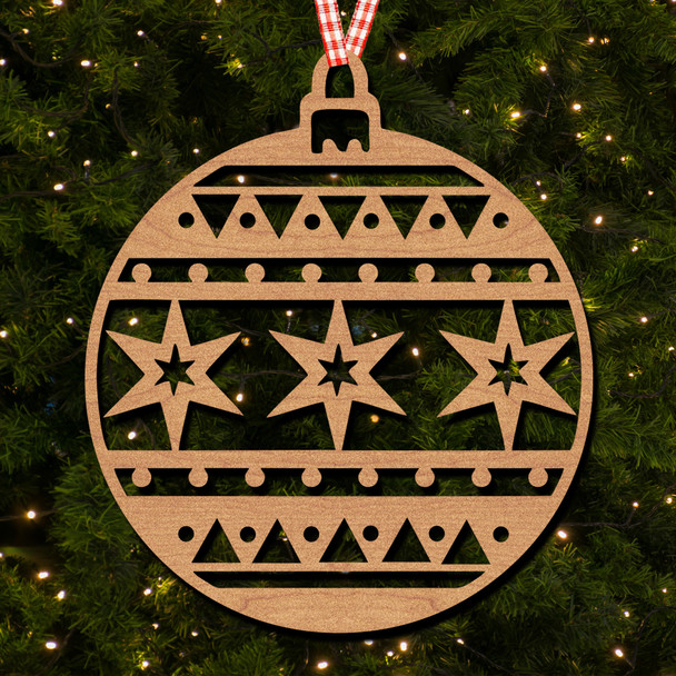 Round Shape Zigzags and Dots Hanging Ornament Christmas Tree Bauble Decoration