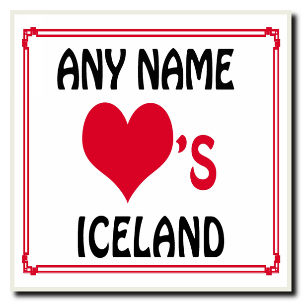 Love Heart Iceland Personalised Coaster