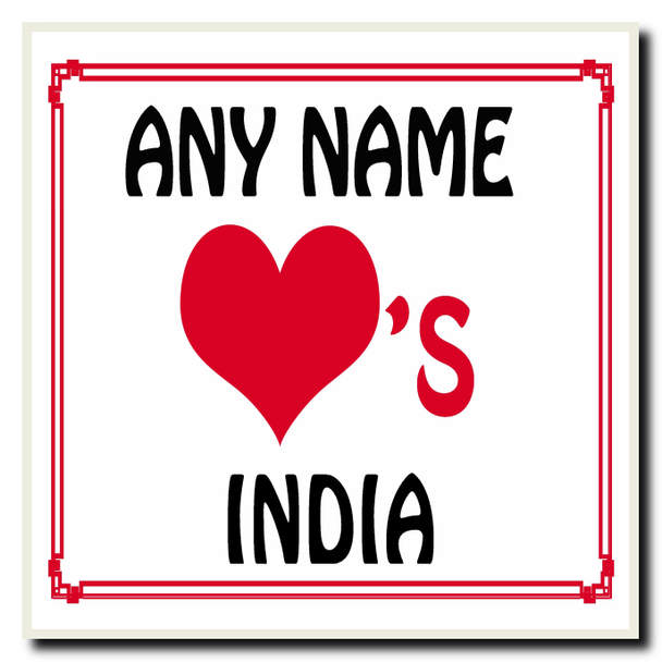 Love Heart India Personalised Coaster