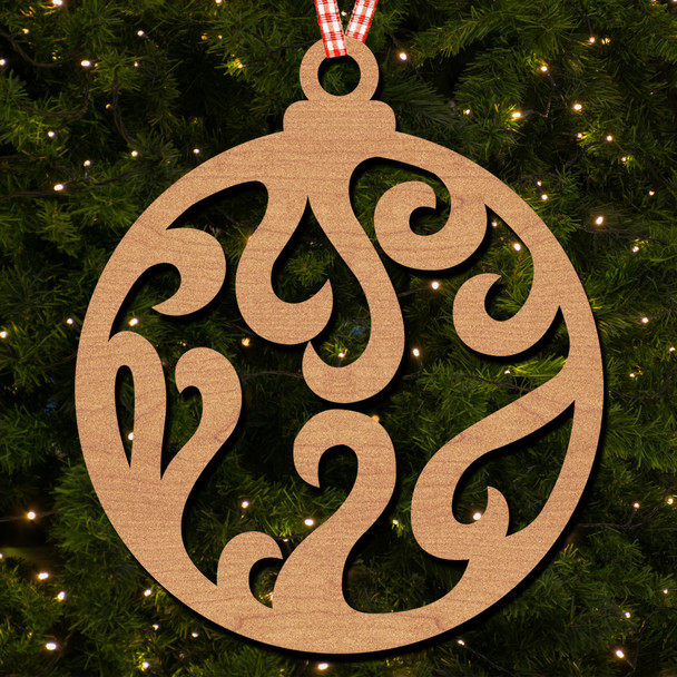 Round Swirl Damask Curves Hanging Ornament Christmas Tree Bauble Decoration