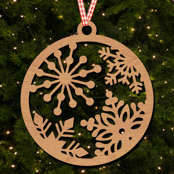 Circle - 4 Snowflakes Hanging Ornament Christmas Tree Bauble Decoration