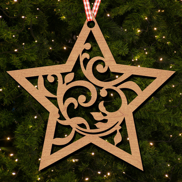 Star - Swirl Pattern Hanging Ornament Christmas Tree Bauble Decoration