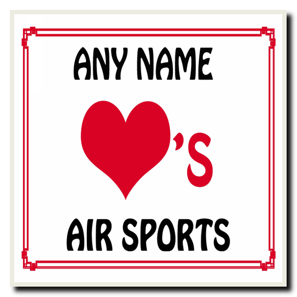 Love Heart Air Sports Personalised Coaster