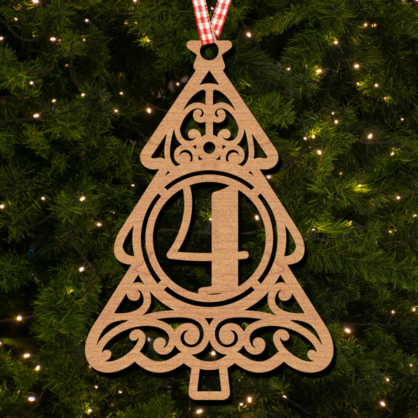 Christmas Tree - 4 Hanging Ornament Christmas Tree Bauble Decoration