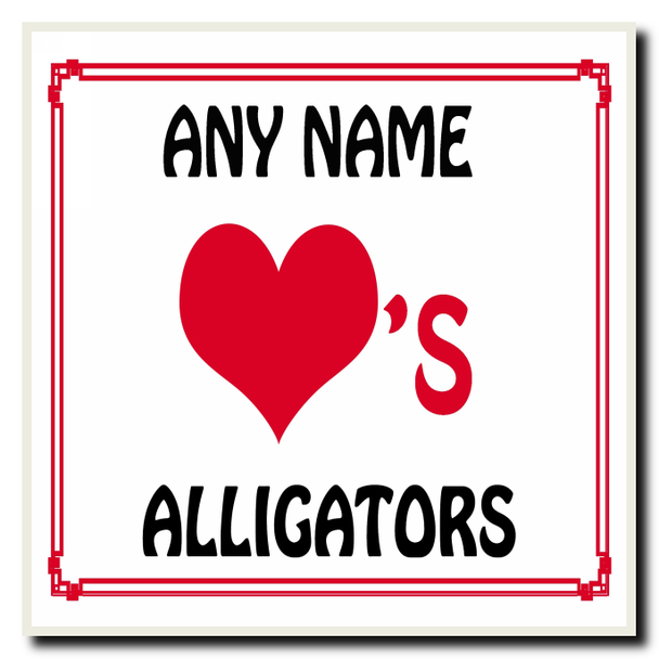 Love Heart Alligators Personalised Coaster