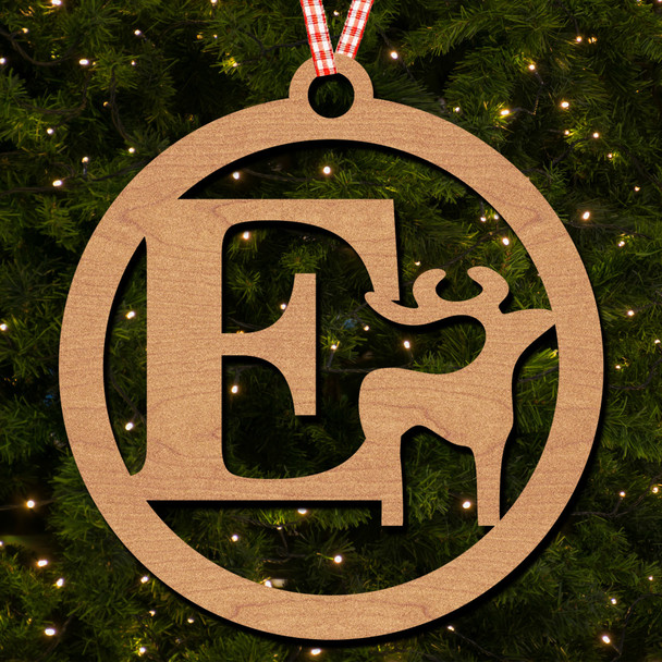 Circle & Deer - E Hanging Ornament Christmas Tree Bauble Decoration