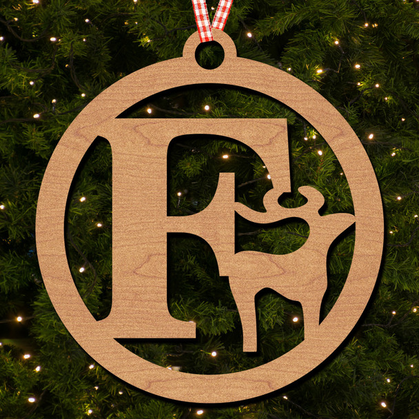 Circle & Deer - F Hanging Ornament Christmas Tree Bauble Decoration