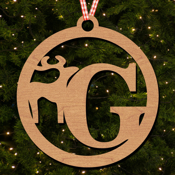 Circle and Deer - G Hanging Ornament Christmas Tree Bauble Decoration
