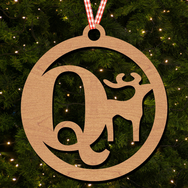 Circle & Deer - Q Hanging Ornament Christmas Tree Bauble Decoration