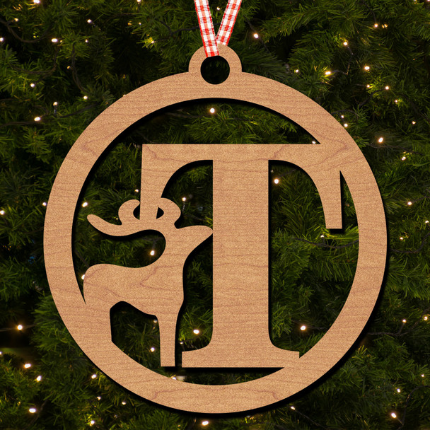 Circle & Deer - T Hanging Ornament Christmas Tree Bauble Decoration