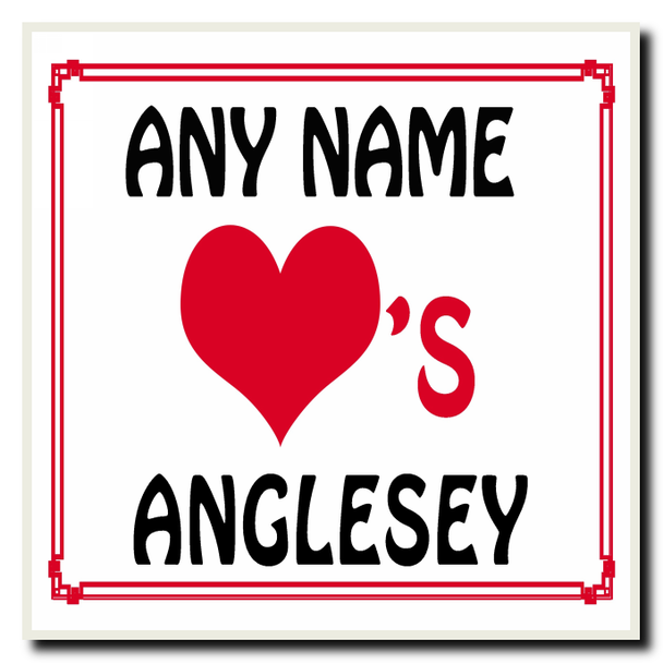 Love Heart Anglesey Personalised Coaster