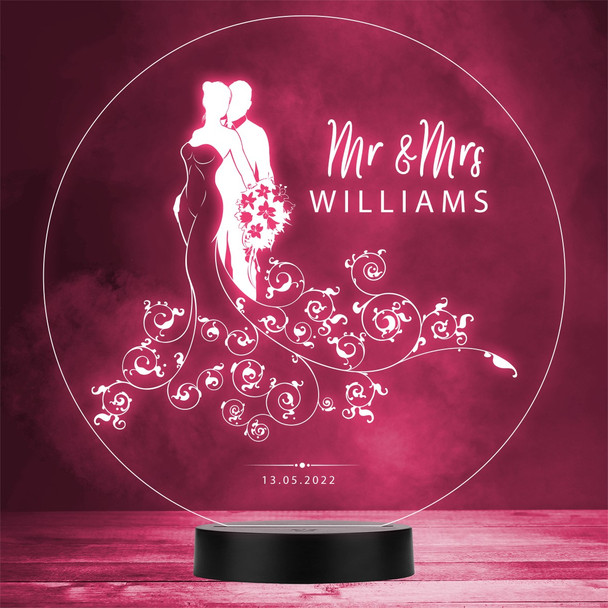 Married Wedding Day Anniversary Engagement Personalised Gift Colour Night Light