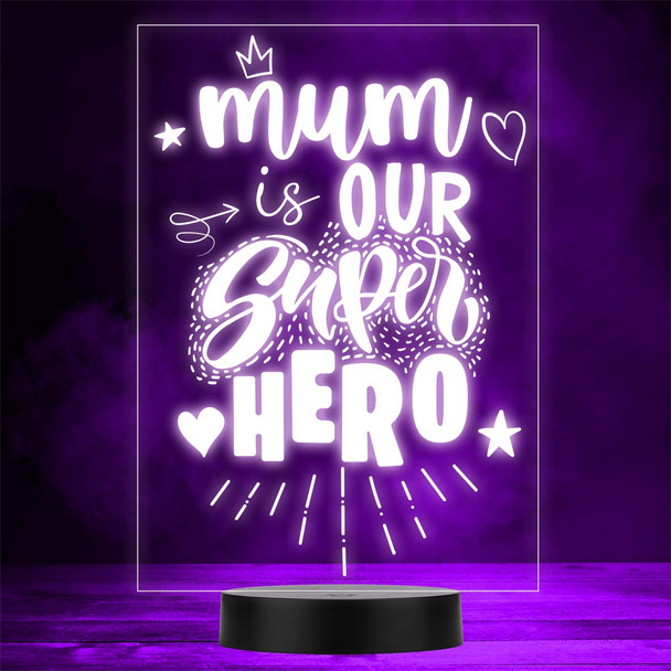 Mum Our Super Hero Stars Mother's Day Personalised Gift Colour Night Light