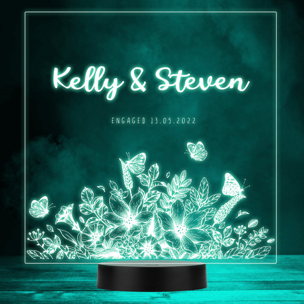 Blooming Flowers Butterflies Engagement Personalised Gift Colour Night Light