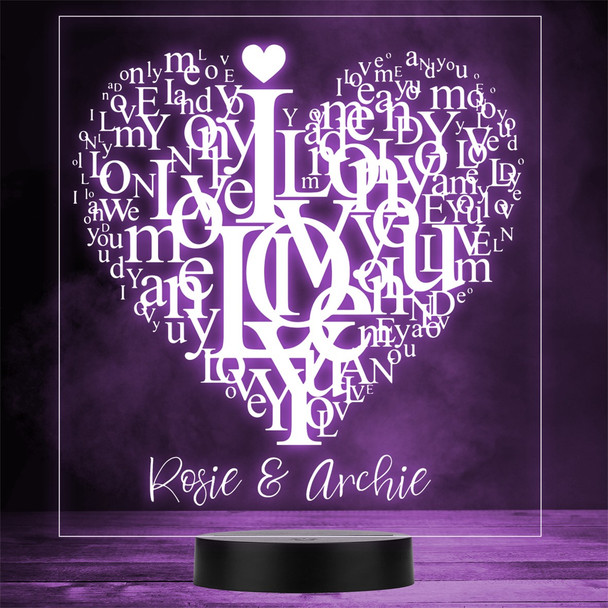 Shape Love Lettering Valentine's Day Personalised Gift Colour Change Night Light