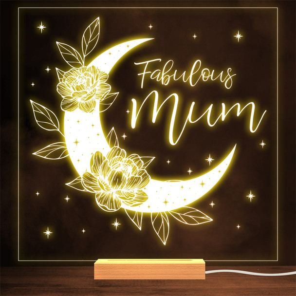 Mum Boho Crescent Moon Stars Flowers Mother's Day Personalised Gift Night Light