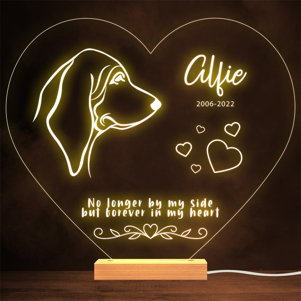 Basset Hound Dog Memorial Pet Loss Personalised Gift Warm Lamp Night Light