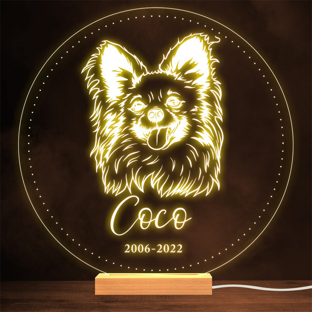 Papillon Dog Memorial Pet Loss Dates Personalised Gift Warm Lamp Night Light
