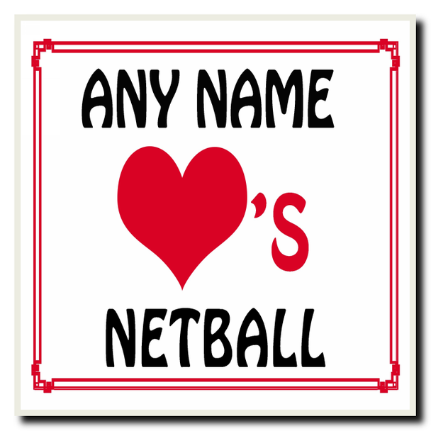 Love Heart Netball Personalised Coaster