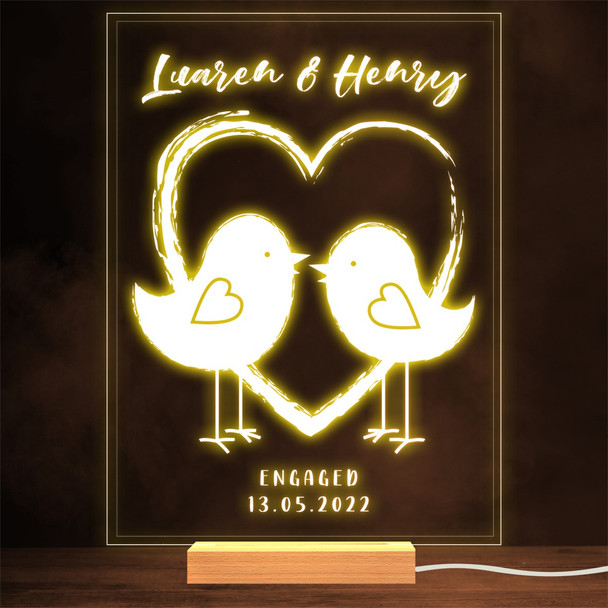 Love Birds Engagement Personalised Gift Warm Lamp Night Light