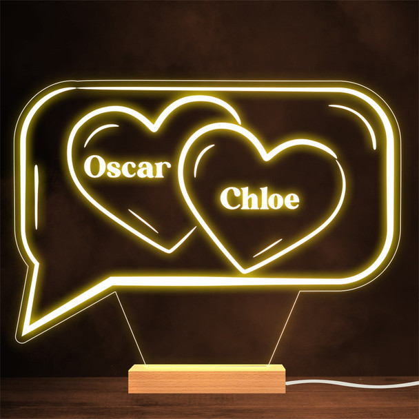 Chat Bubble Two Valentine's Day Personalised Gift Warm Lamp Night Light