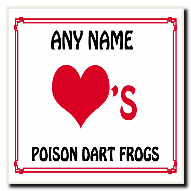 Love Heart Poison Dart Frogs Personalised Coaster