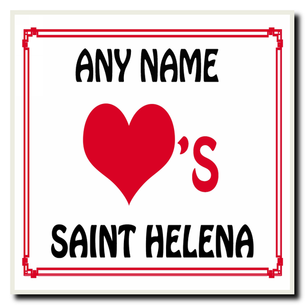 Love Heart Saint Helena Personalised Coaster