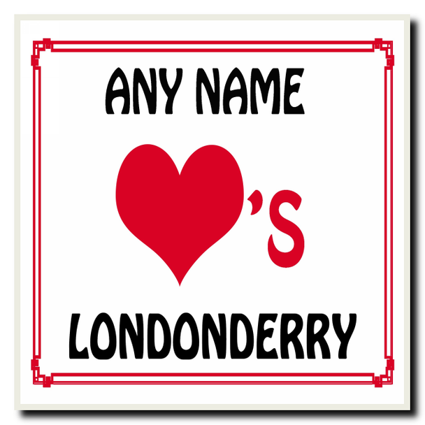 Love Heart Londonderry Personalised Coaster