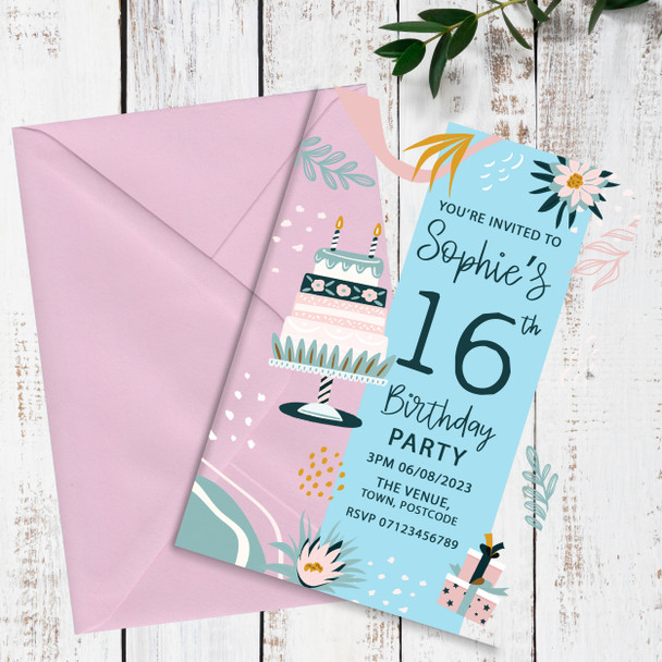 16th Or Any Age Party Pink Cake Acrylic Clear Luxury Birthday Party Invitations