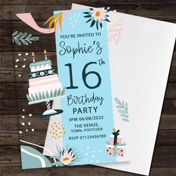 16th Or Any Age Party Pink Cake Acrylic Clear Luxury Birthday Party Invitations