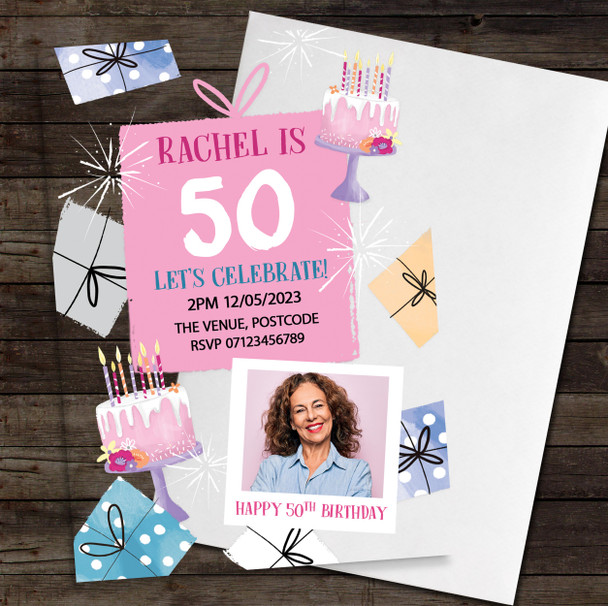 50th Or Any Age Photo Acrylic Clear Luxury Birthday Party Invitations