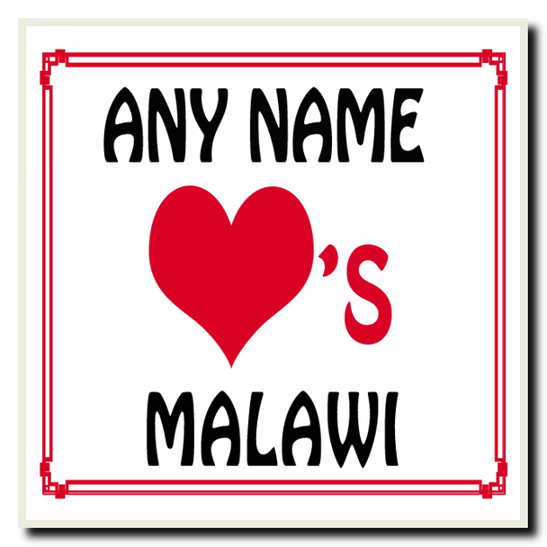 Love Heart Malawi Personalised Coaster