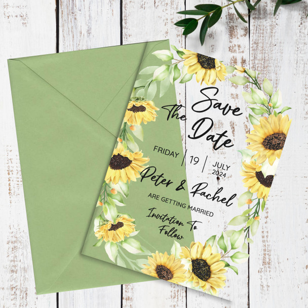 Sunflower Frame Acrylic Clear Transparent Wedding Save The Date Invite Cards