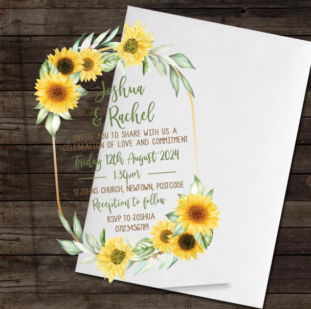 Sunflower Oval Acrylic Clear Transparent Luxury Wedding Invitations Invites