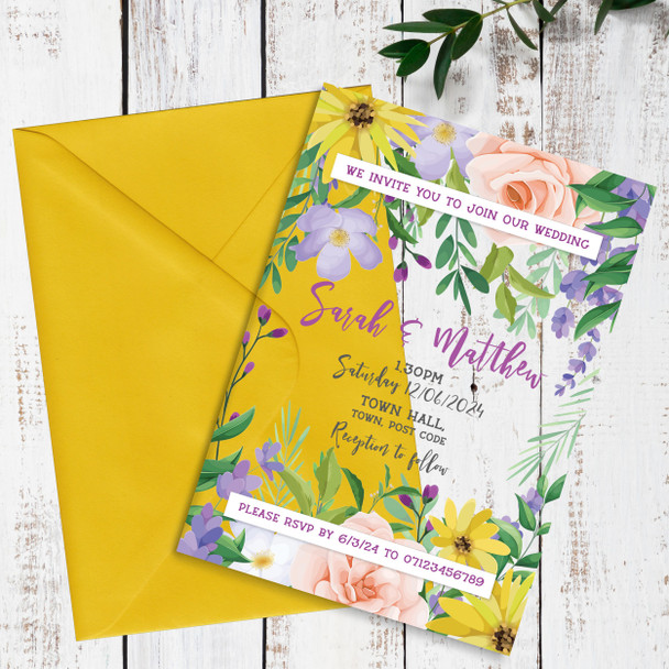 Wild Flower Meadow Bright Acrylic Clear Transparent Wedding Invitations Invites