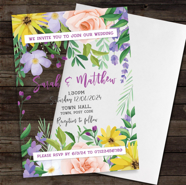 Wild Flower Meadow Bright Acrylic Clear Transparent Wedding Invitations Invites